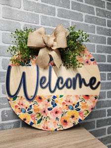 Bright floral welcome Door Sign