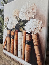 Load image into Gallery viewer, Vintage Books & Hydrangeas Canvas Art-Wrapped Canvas