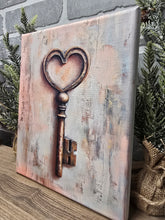 Load image into Gallery viewer, Vintage Heart Key Canvas Art-Wrapped Canvas