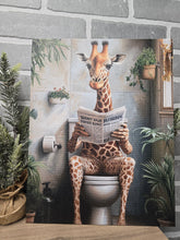 Load image into Gallery viewer, Giraffe Bathroom Break Canvas Art-Wrapped Canvas