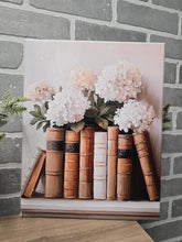 Load image into Gallery viewer, Vintage Books & Hydrangeas Canvas Art-Flat Canvas
