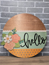 Load image into Gallery viewer, Hello Teal Roses Door Sign