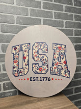 Load image into Gallery viewer, USA Floral Door Sign