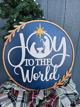 Load image into Gallery viewer, Joy To The World Navy Door Hanger