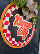 Load image into Gallery viewer, Buffalo Plaid Scalloped Kansas city door hanger