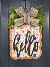 Load image into Gallery viewer, Hello garden scalloped rectangle door hanger