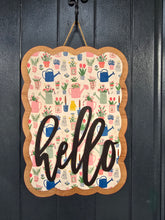 Load image into Gallery viewer, Hello garden scalloped rectangle door hanger