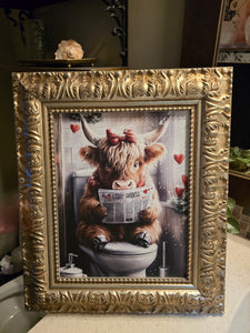 Highland cow vday canvas