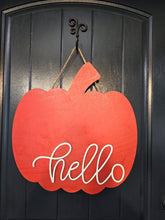 Load image into Gallery viewer, Pumpkin Cut Hello Door Hanger
