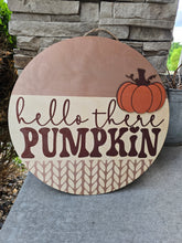 Load image into Gallery viewer, Hello There knit Pumpkin Door Hanger
