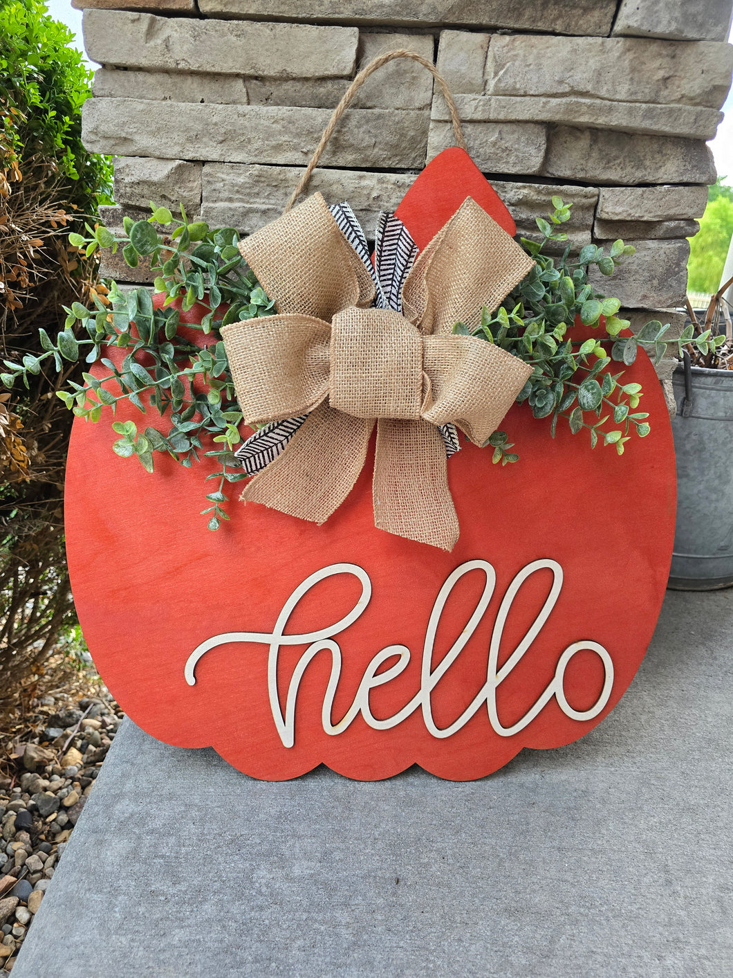 Pumpkin Cut Hello Door Hanger
