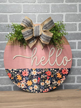 Load image into Gallery viewer, Black Floral Pink Center Door Sign

