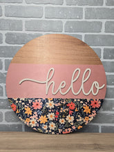 Load image into Gallery viewer, Black Floral Pink Center Door Sign
