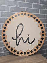 Load image into Gallery viewer, Black and White Polka Dot Scalloped Door Sign
