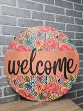 Load image into Gallery viewer, Welcome Flamingo Door Sign
