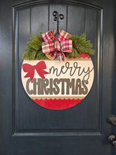 Load image into Gallery viewer, Merry Christmas Red Rustic Bow Door Sign
