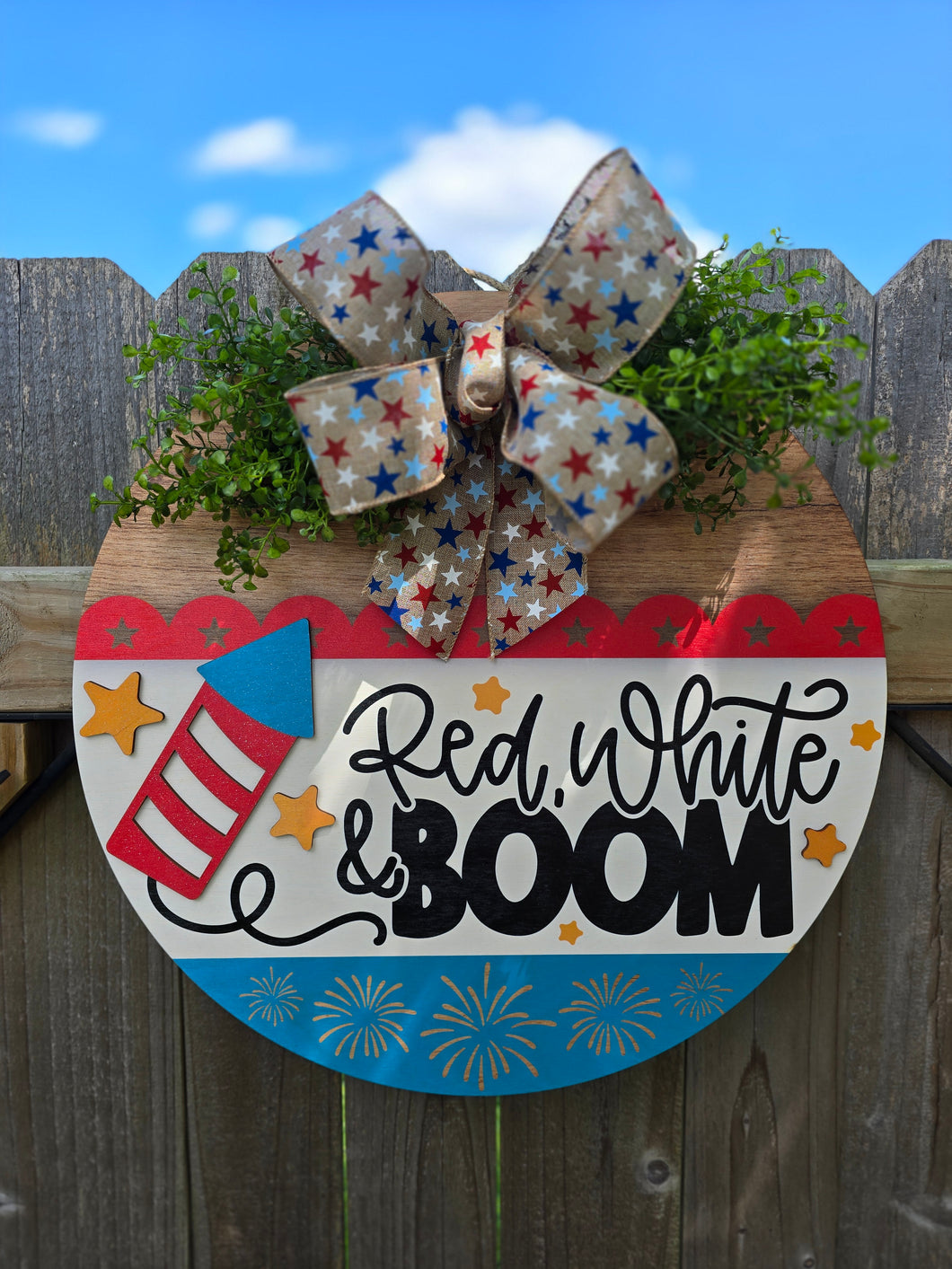 Red, white and Boom Door Hanger