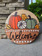 Load image into Gallery viewer, Welcome pumpkin leaf door hanger
