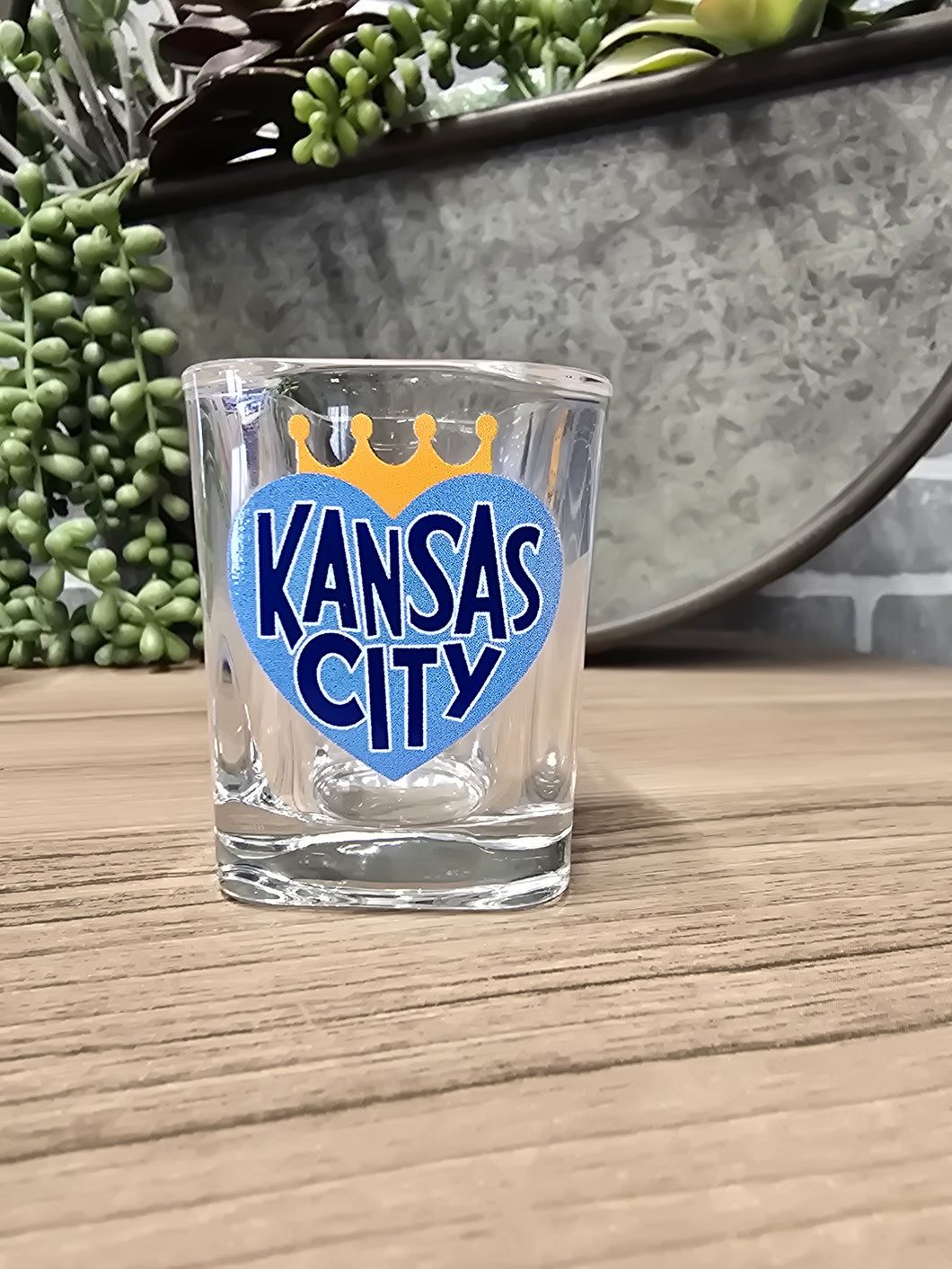 KC crown heart shot glass