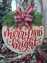 Load image into Gallery viewer, Merry &amp; Bright Red/white Door Hanger
