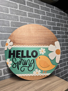 Hello Spring Chick Door Hanger