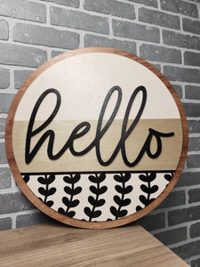 Hello green leaf modern door hanger