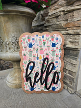 Load image into Gallery viewer, Hello garden scalloped rectangle door hanger
