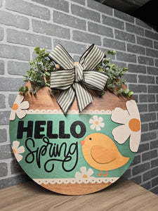 Hello Spring Chick Door Hanger