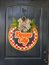 Load image into Gallery viewer, Buffalo Plaid Scalloped Kansas city door hanger
