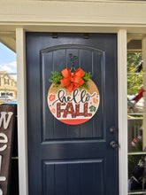 Load image into Gallery viewer, Hello fall Buffalo plaid door hanger
