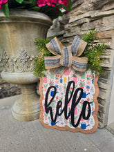 Load image into Gallery viewer, Hello garden scalloped rectangle door hanger
