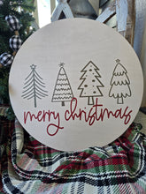Load image into Gallery viewer, Neutral hand drawn trees merry christmas
