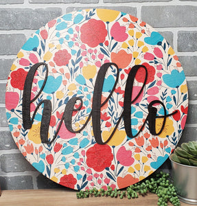 Bright Floral Hello Door Hanger