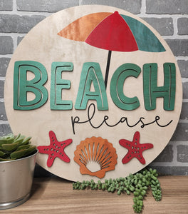 Beach Please Door Hanger