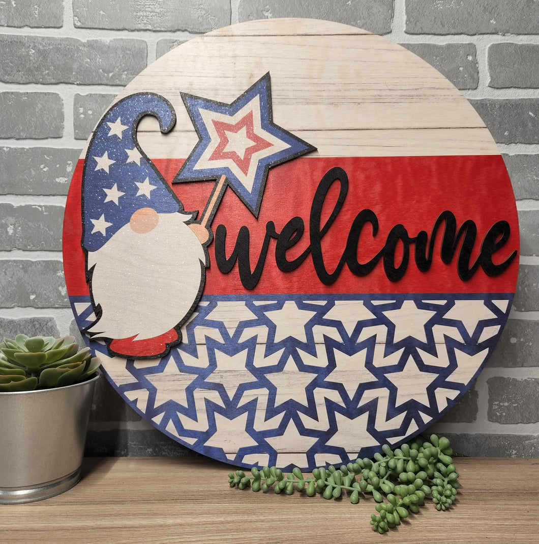 Patriotic Gnome Door Hanger