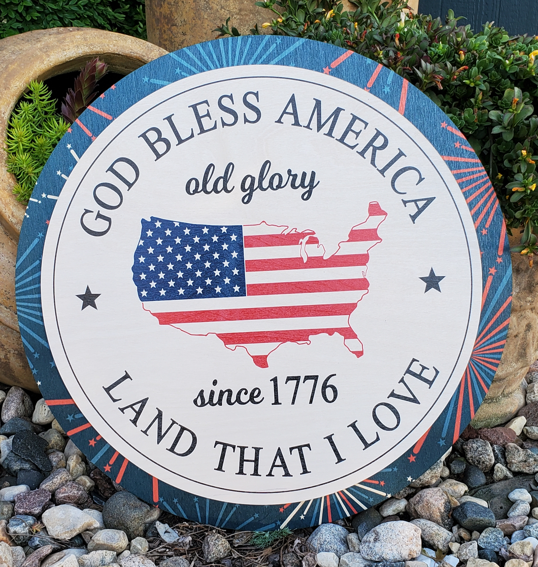 God Bless America Fireworks Door Hanger